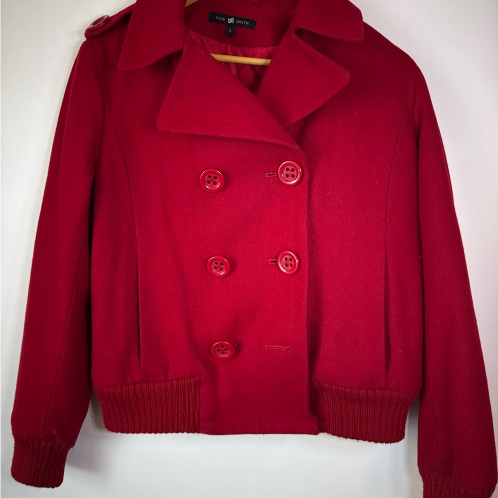 Women's Red Pea Coat